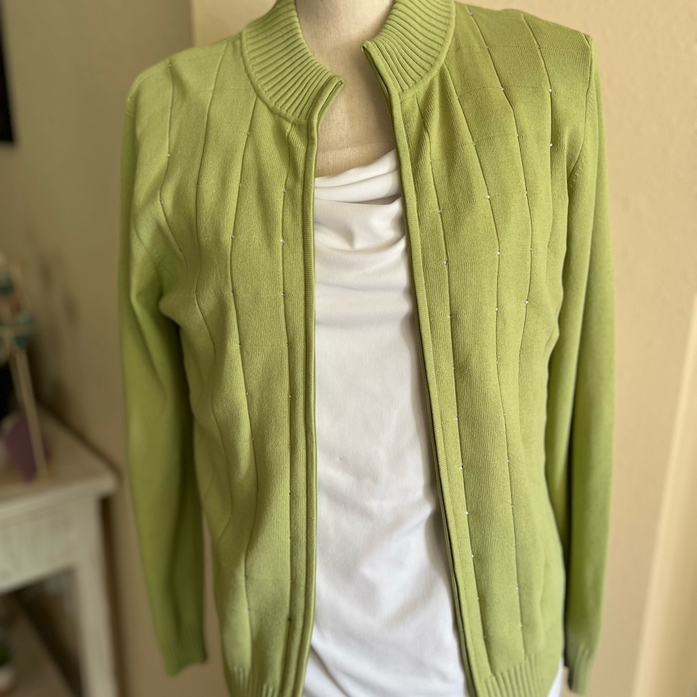 Belldini Rhinestone studded Lime Green Women's Sweater